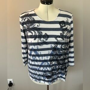 Chicos Blue/White Striped Top
